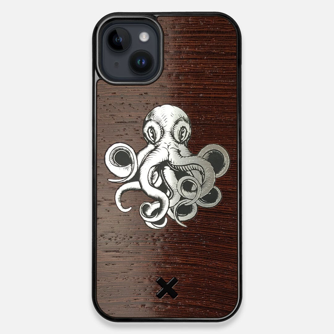 Front view of the Prize Kraken Wenge Wood iPhone 14 Plus MagSafe Case by Keyway Designs