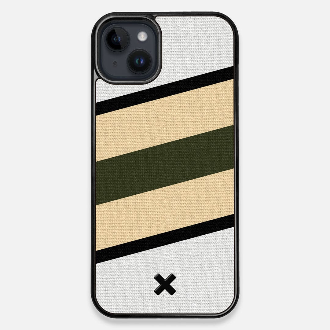 Front view of the Ridge Adventure Marker in the Wayfinder series UV-Printed thick cotton canvas iPhone 15 Plus MagSafe Case by Keyway Designs
