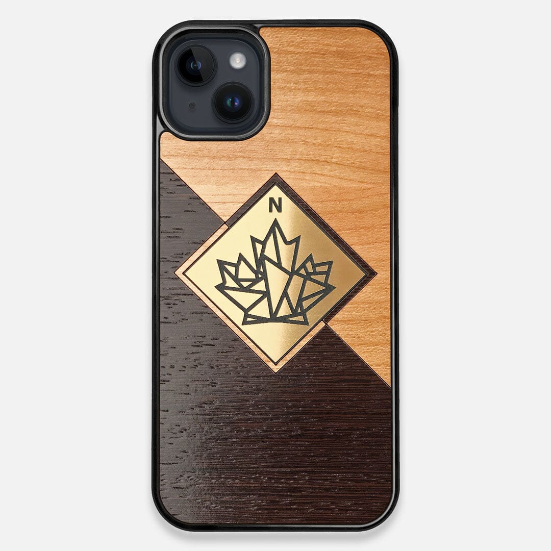 Front view of the True North by Northern Philosophy Cherry & Wenge Wood iPhone 14 Plus MagSafe Case by Keyway Designs