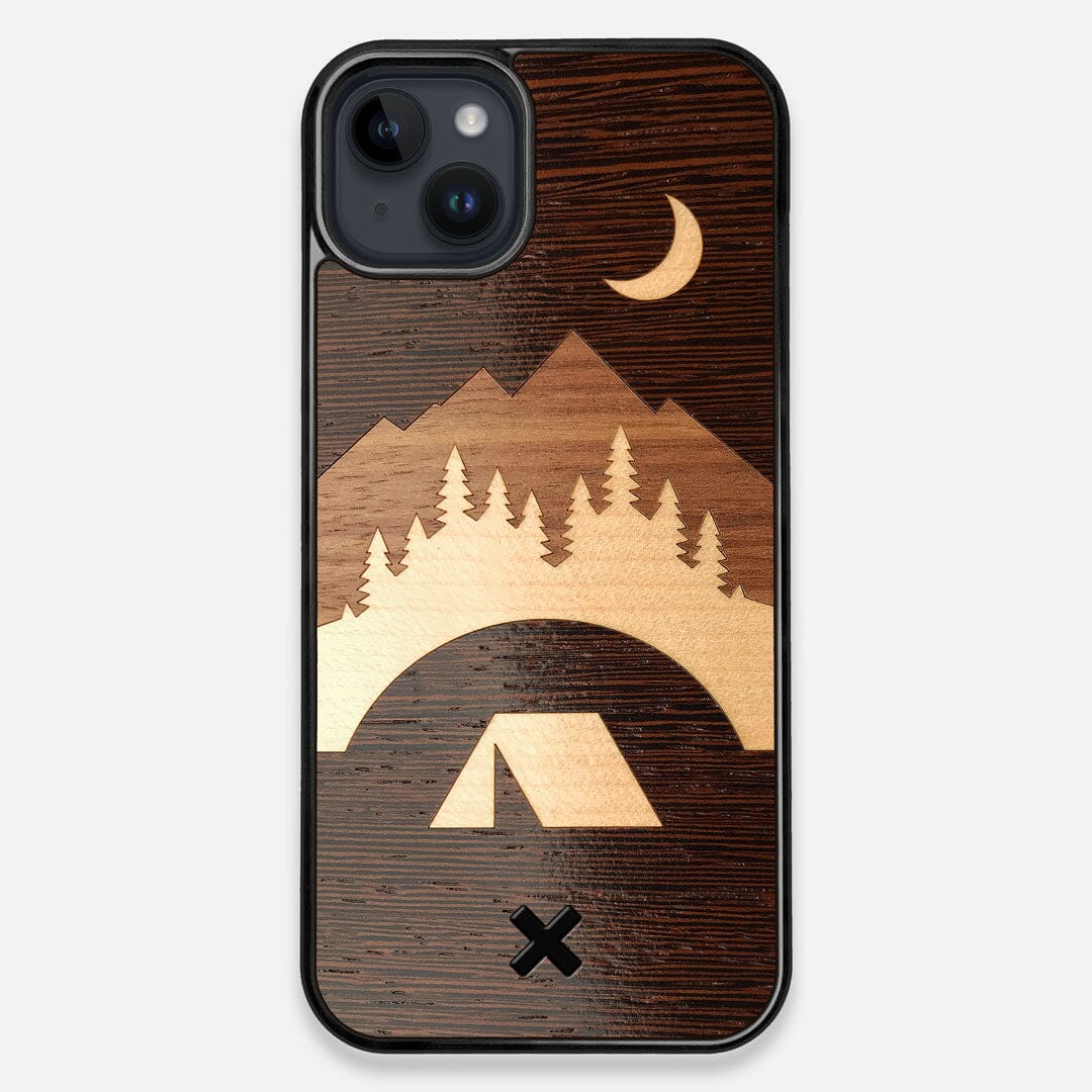 Front view of the Wilderness Wenge Wood iPhone 15 Plus MagSafe Case by Keyway Designs