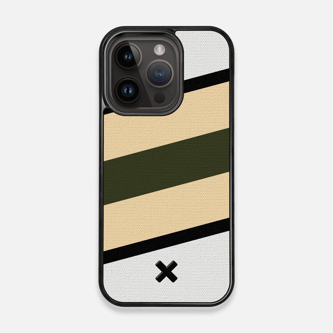 Front view of the Ridge Adventure Marker in the Wayfinder series UV-Printed thick cotton canvas iPhone 14 Pro MagSafe Case by Keyway Designs