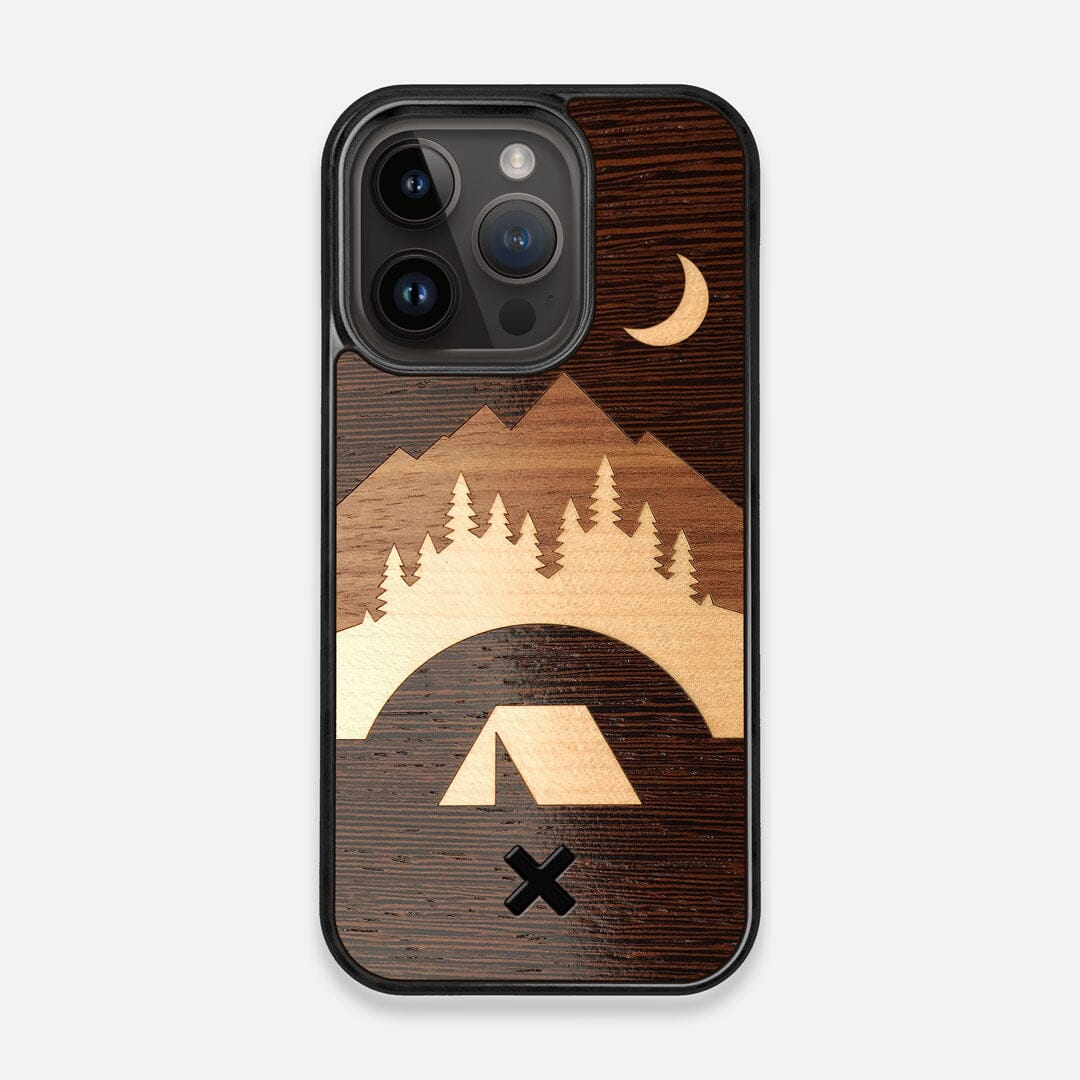Front view of the Wilderness Wenge Wood iPhone 15 Pro MagSafe Case by Keyway Designs