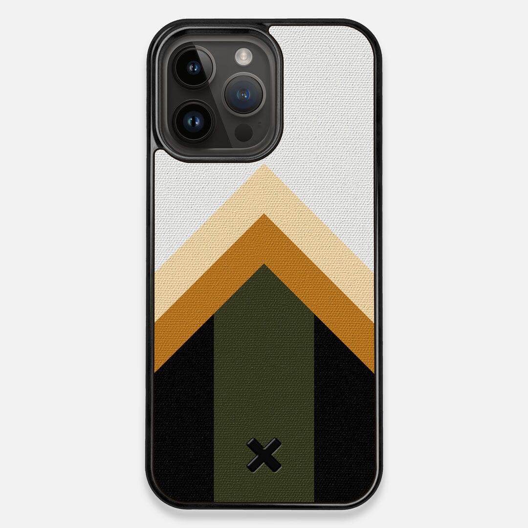 Front view of the Ascent Adventure Marker in the Wayfinder series UV-Printed thick cotton canvas iPhone 14 Pro Max MagSafe Case by Keyway Designs