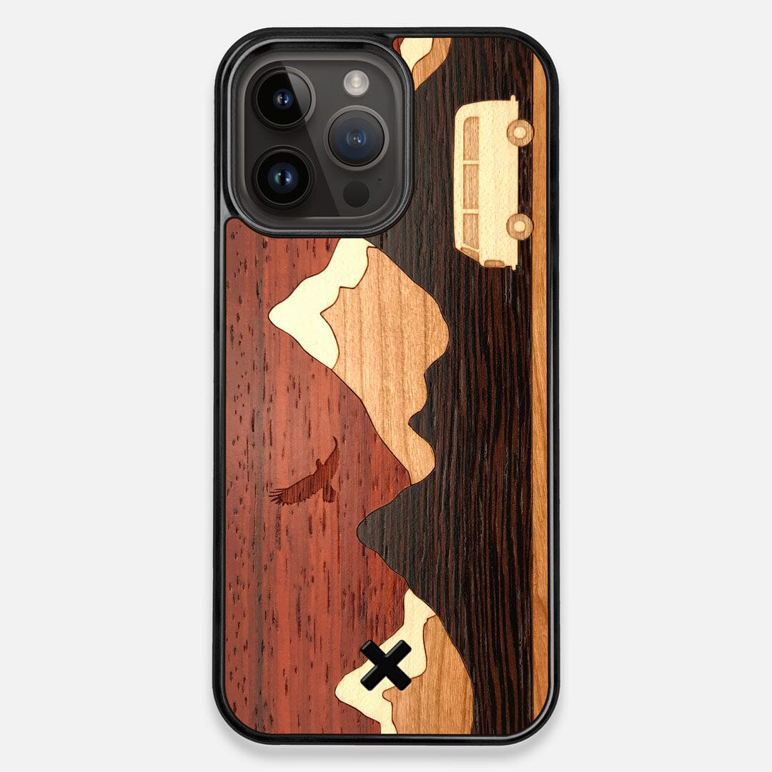 Cross Country  Handmade Padauk & Maple Wood iPhone 14 Pro Max MagSafe Case  by Keyway
