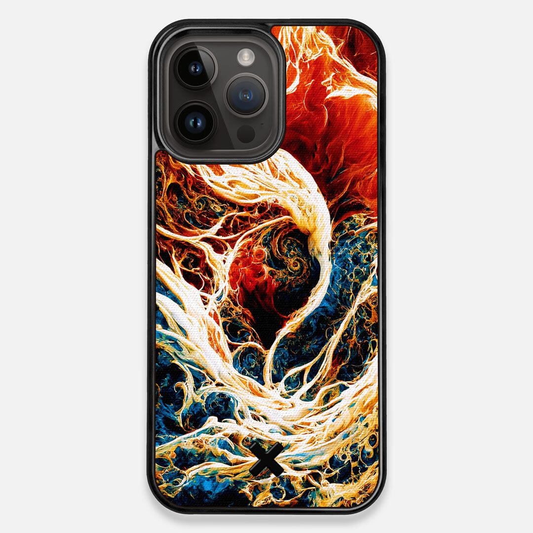 Front view of the stylized AI generated art print created by John Wingfield printed to cotton canvas iPhone 14 Pro Max MagSafe Case by Keyway Designs