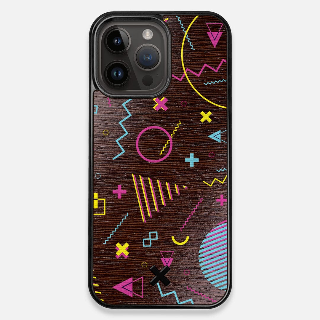Front view of the 90's inspired, Bayside High esque, printed Maple Wood iPhone 14 Pro Max MagSafe Case by Keyway Designs
