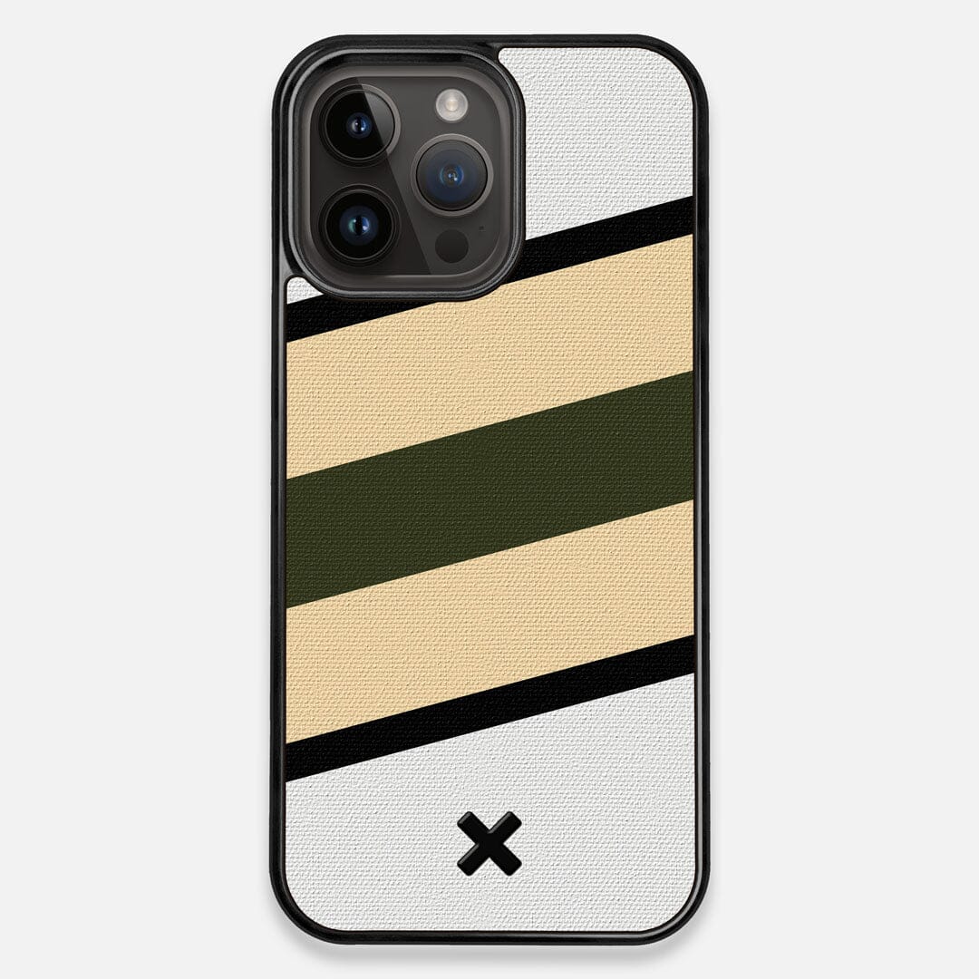 Front view of the Ridge Adventure Marker in the Wayfinder series UV-Printed thick cotton canvas iPhone 14 Pro Max MagSafe Case by Keyway Designs