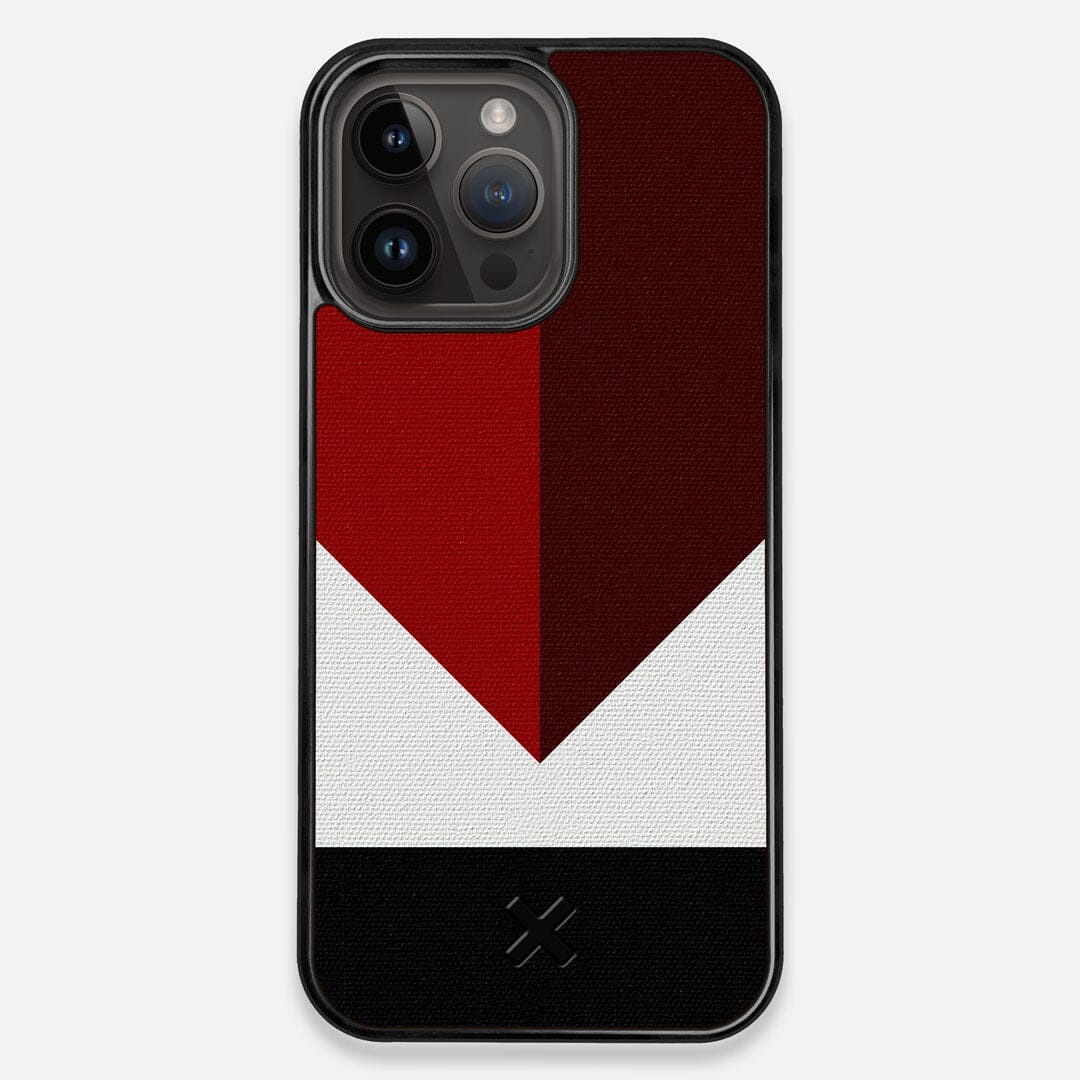 Front view of the Valley Adventure Marker in the Wayfinder series UV-Printed thick cotton canvas iPhone 14 Pro Max MagSafe Case by Keyway Designs