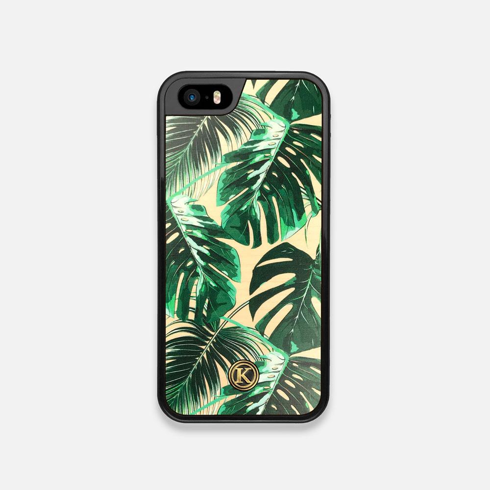 Front view of the Palm leaf printed Maple Wood iPhone 5 Case by Keyway Designs