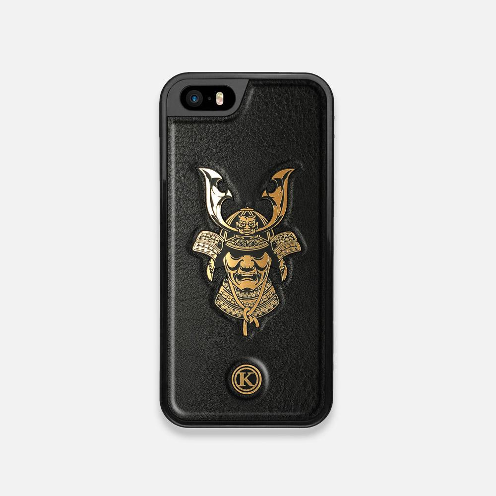 Front view of the Samurai Black Leather iPhone 5 Case by Keyway Designs