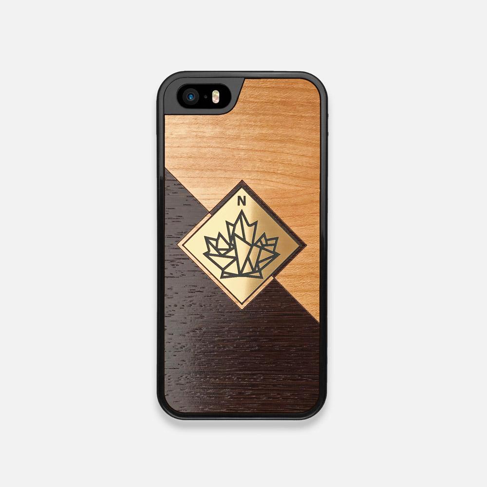 Front view of the True North by Northern Philosophy Cherry & Wenge Wood iPhone 5 Case by Keyway Designs
