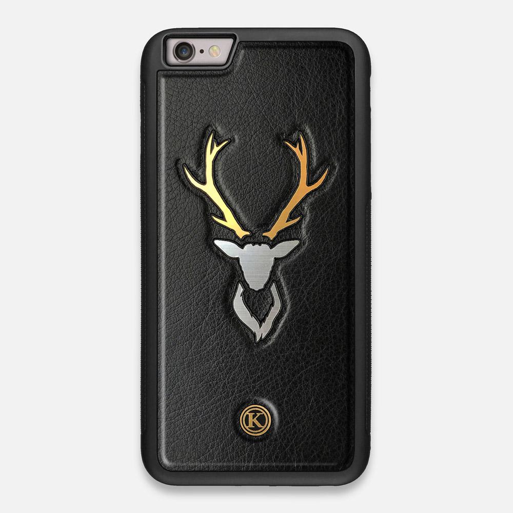 Front view of the Arcan Black Leather iPhone 6 Plus Case by Keyway Designs