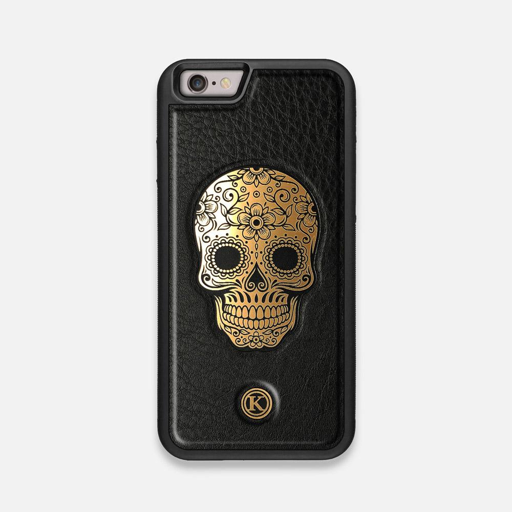 Front view of the Auric Black Leather iPhone 6 Case by Keyway Designs