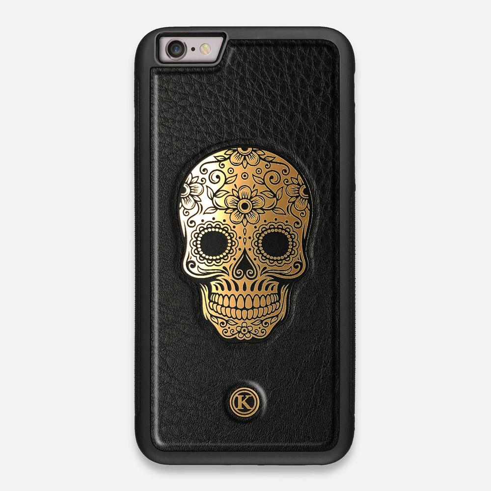 Front view of the Auric Black Leather iPhone 6 Plus Case by Keyway Designs