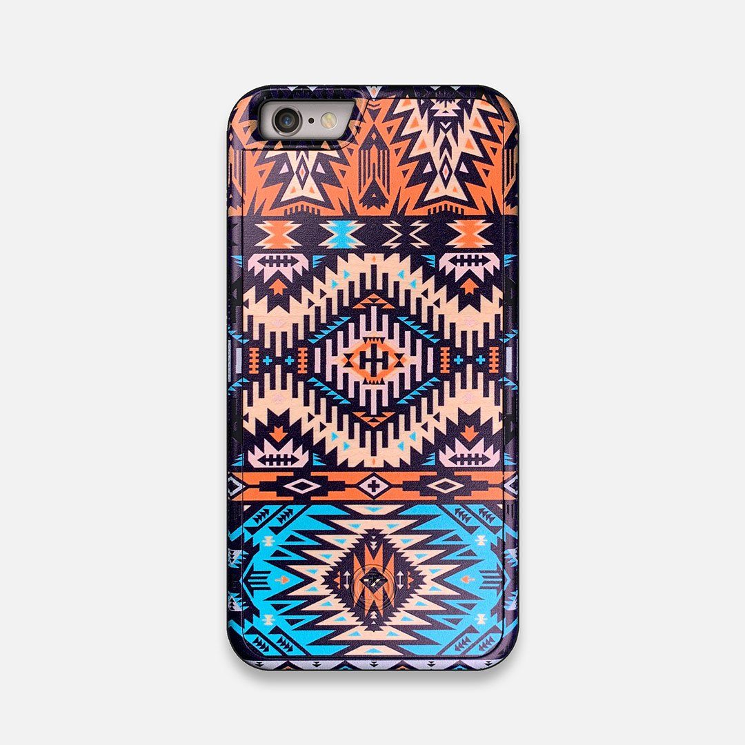 Front view of the vibrant Aztec printed Maple Wood iPhone 6 Case by Keyway Designs
