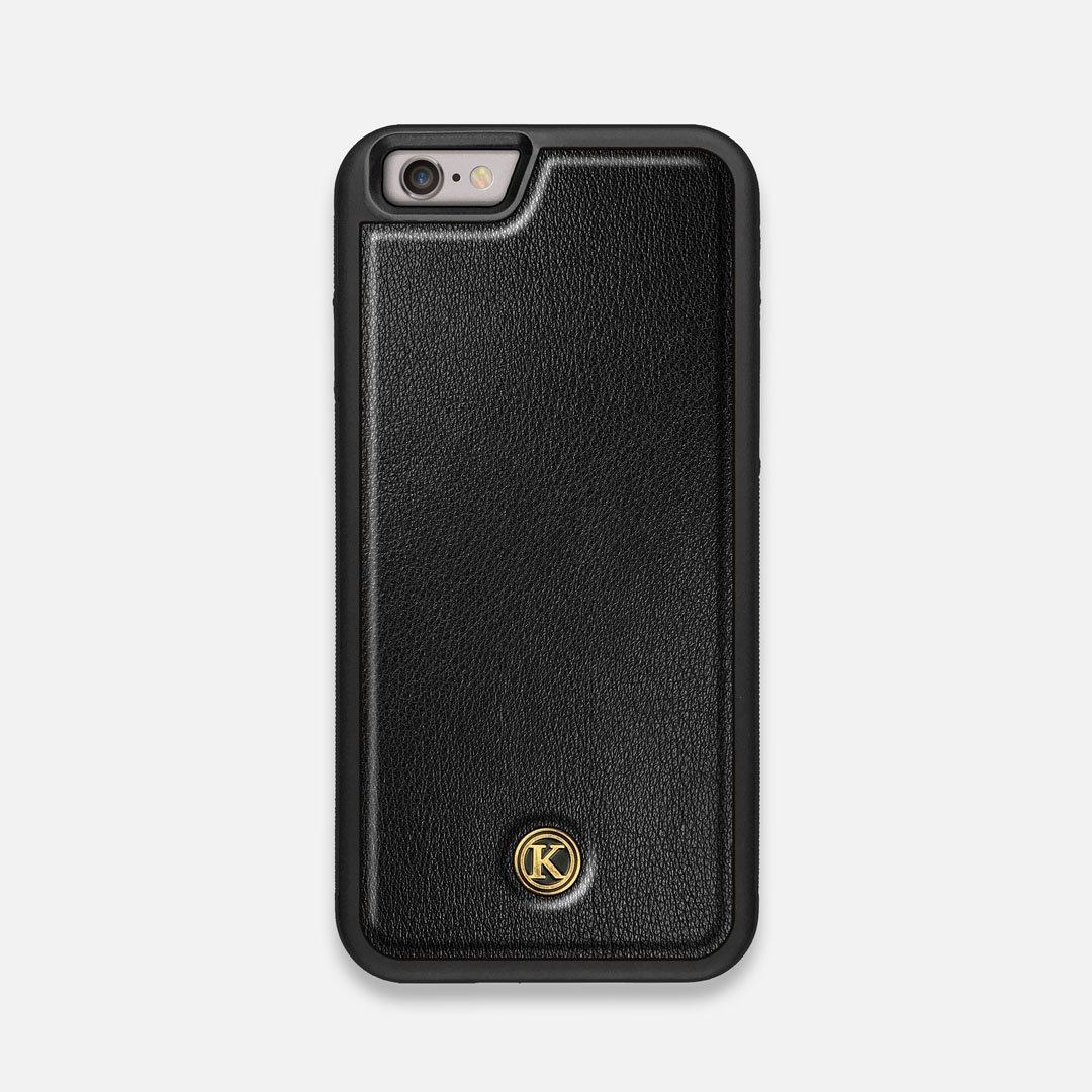 Front view of the Blank Black Leather iPhone 6 Case by Keyway Designs