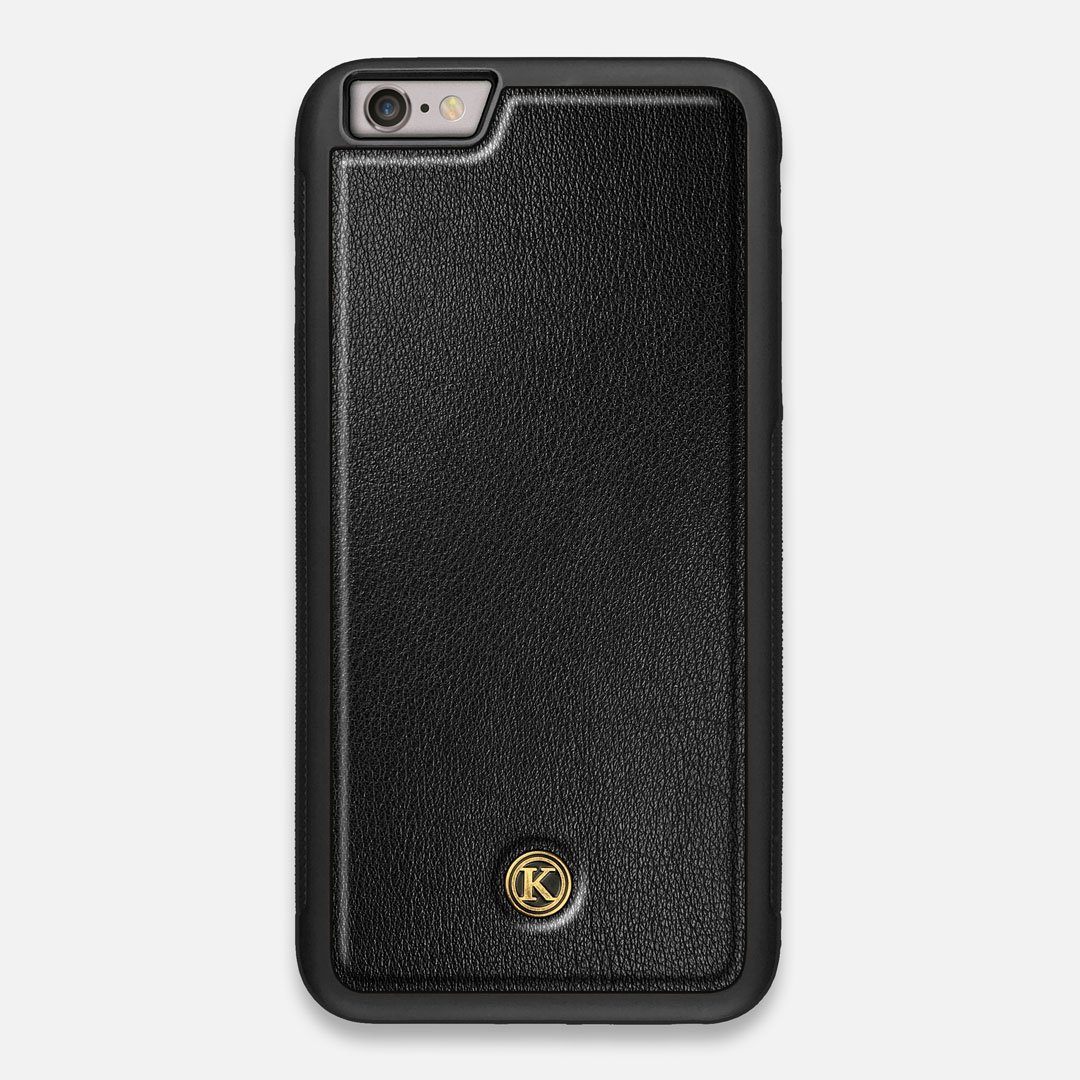 Front view of the Blank Black Leather iPhone 6 Plus Case by Keyway Designs