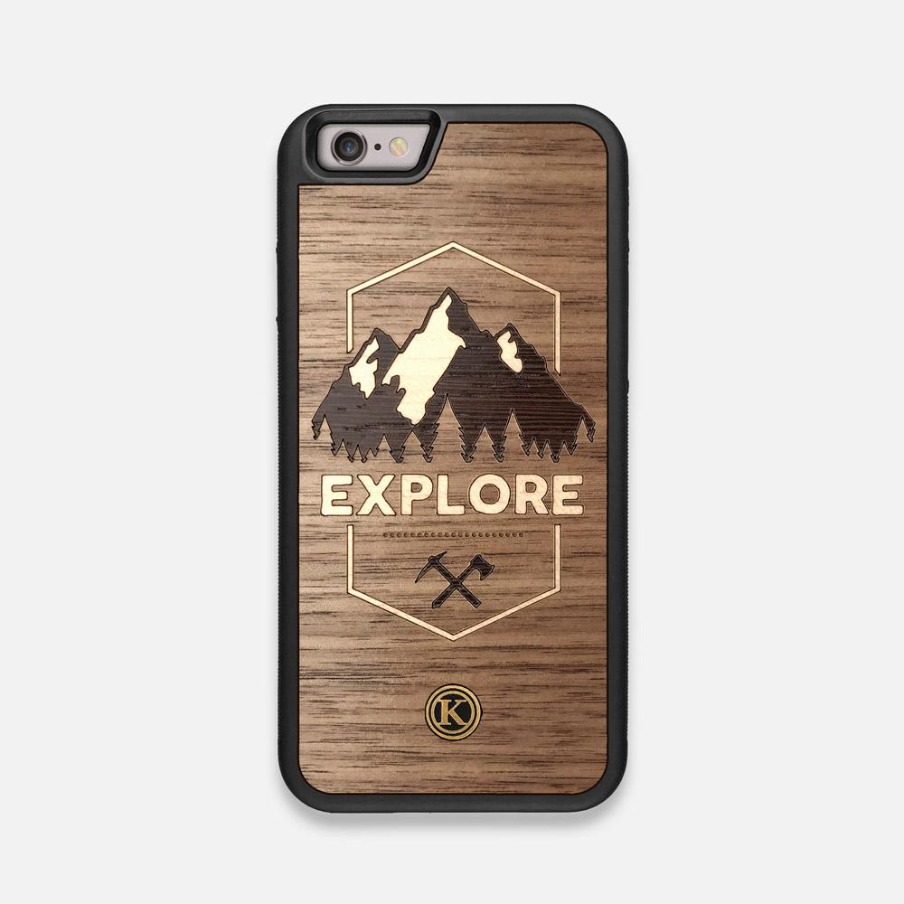 Front view of the Explore Mountain Range Wood iPhone 6 Case by Keyway Designs