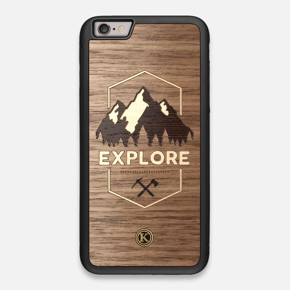 Front view of the Explore Mountain Range Wood iPhone 6 Plus Case by Keyway Designs