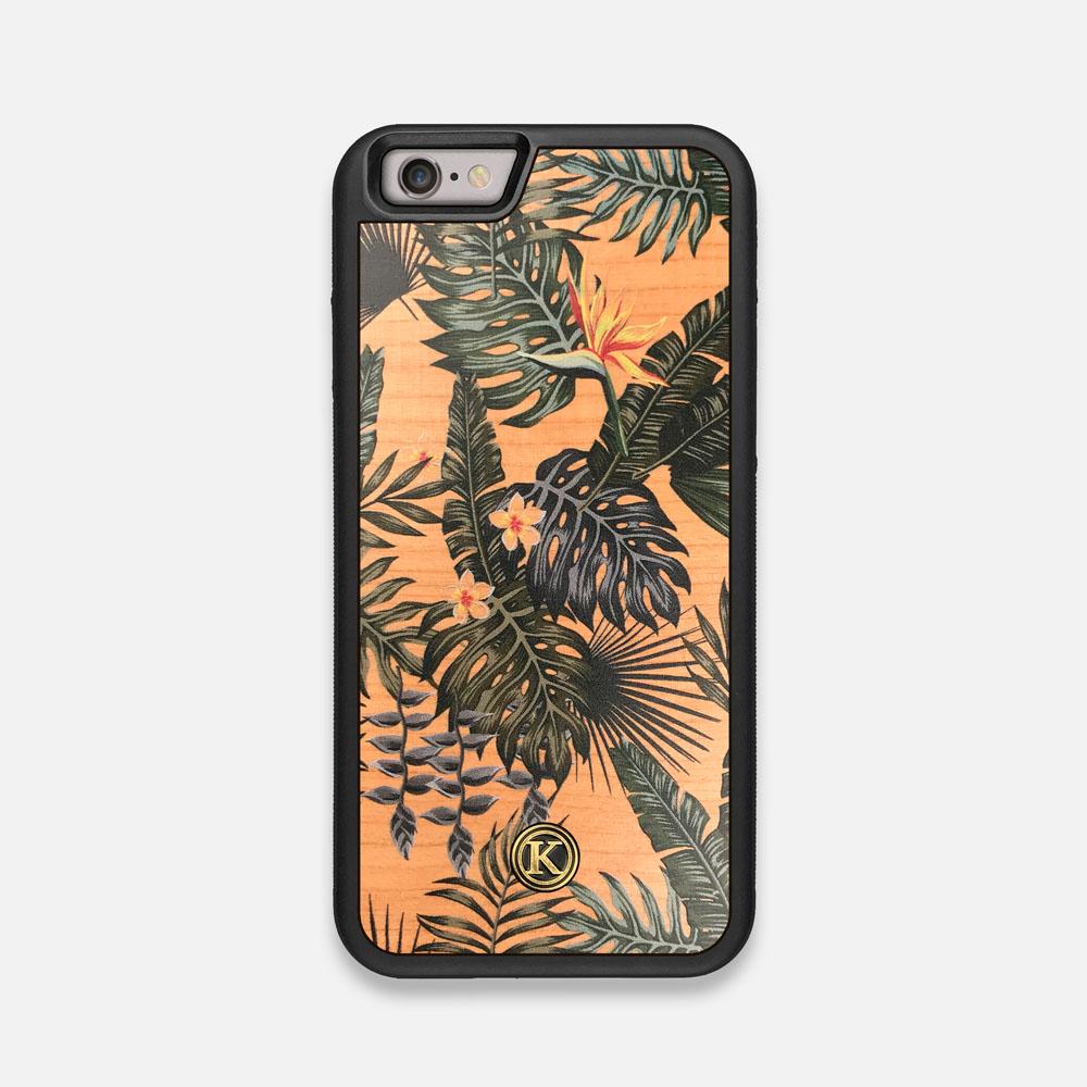 Front view of the Floral tropical leaf printed Cherry Wood iPhone 6 Case by Keyway Designs