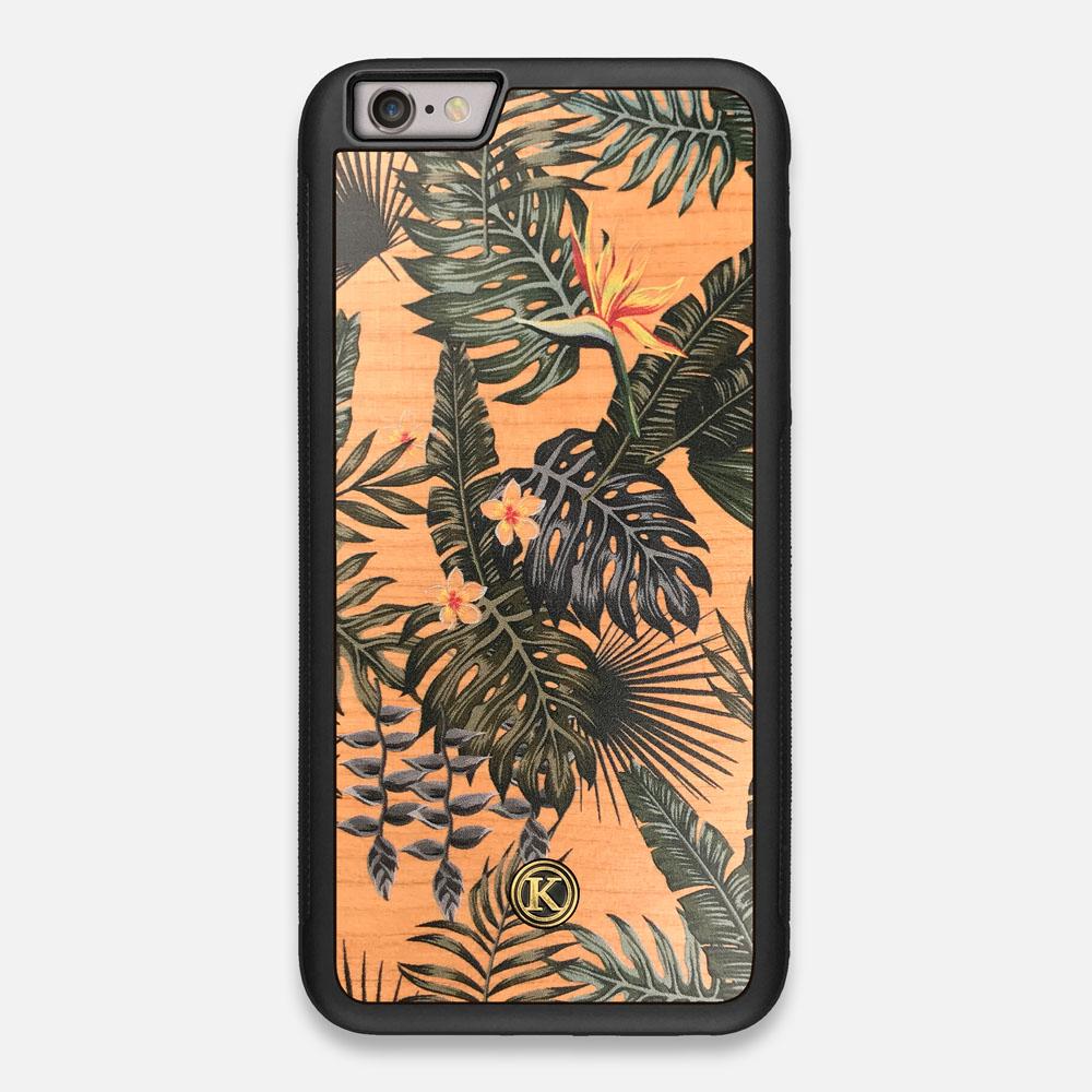 Front view of the Floral tropical leaf printed Cherry Wood iPhone 6 Plus Case by Keyway Designs