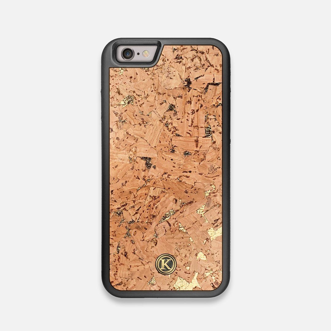 Front view of the gold fleck natural cork iPhone 6 Case by Keyway Designs
