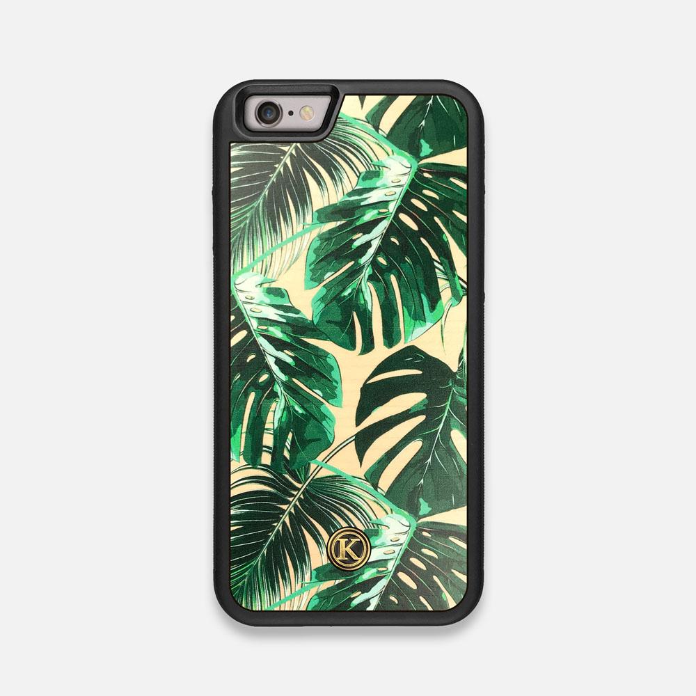Front view of the Palm leaf printed Maple Wood iPhone 6 Case by Keyway Designs