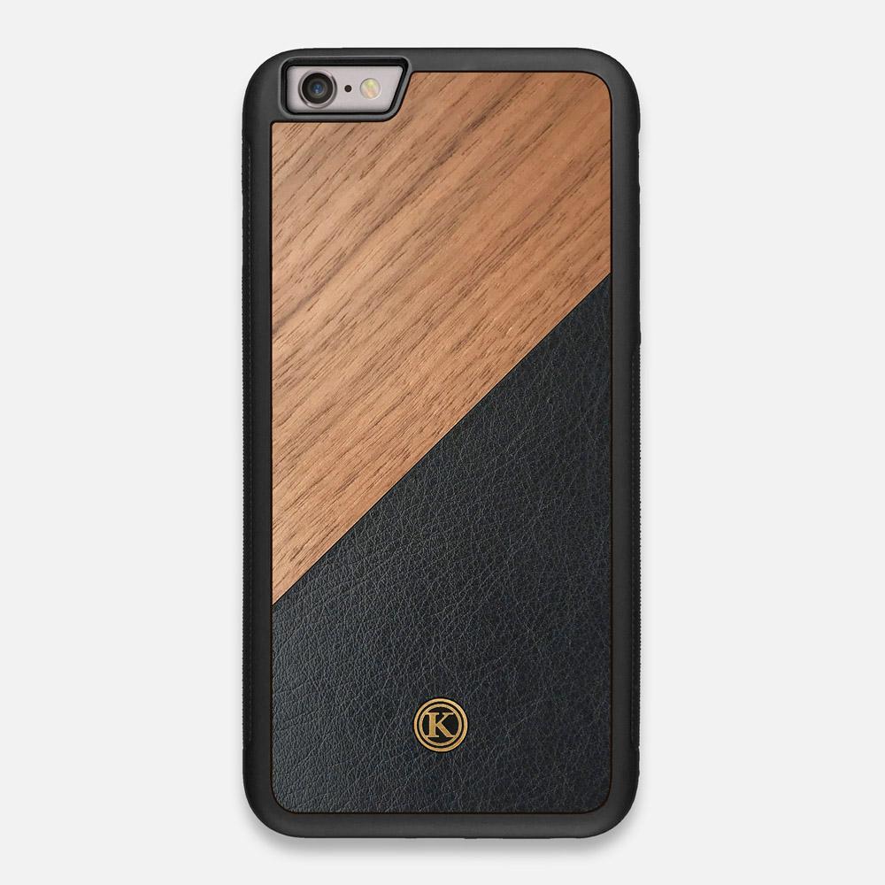 Front view of the Walnut Rift Elegant Wood & Leather iPhone 6 Plus Case by Keyway Designs