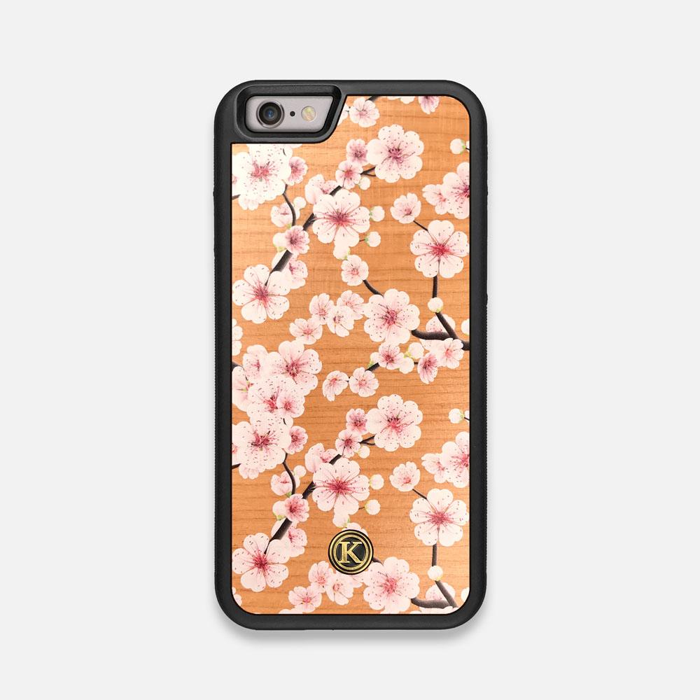Front view of the Sakura Printed Cherry-blossom Cherry Wood iPhone 6 Case by Keyway Designs