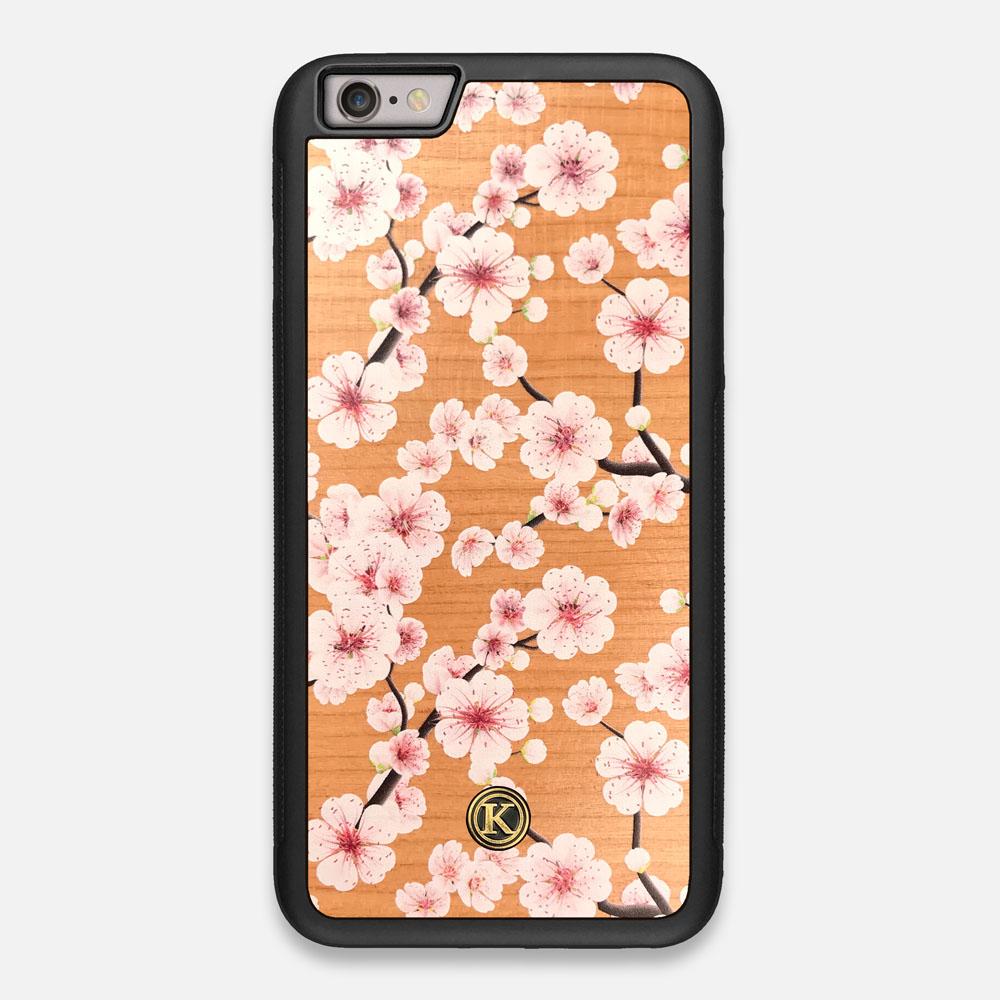 Front view of the Sakura Printed Cherry-blossom Cherry Wood iPhone 6 Plus Case by Keyway Designs