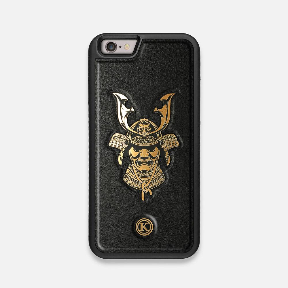 Front view of the Samurai Black Leather iPhone 6 Case by Keyway Designs
