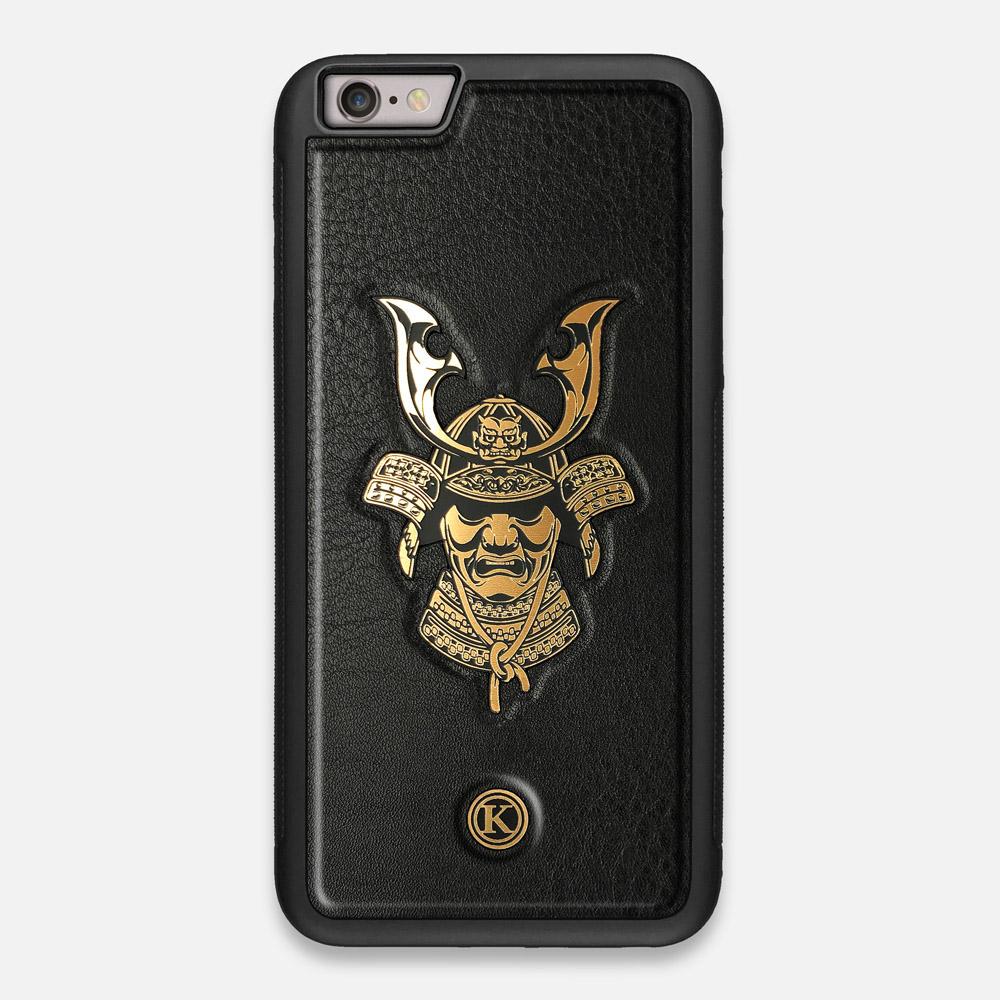Front view of the Samurai Black Leather iPhone 6 Plus Case by Keyway Designs