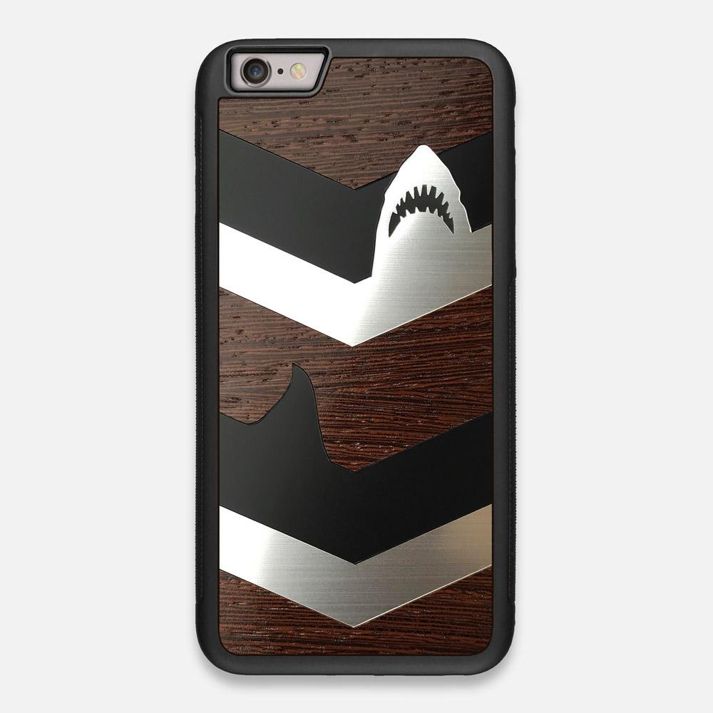 Front view of the Shark Chevron Dark By Parker Barrow Wenge Wood iPhone 6 Plus Case by Keyway Designs