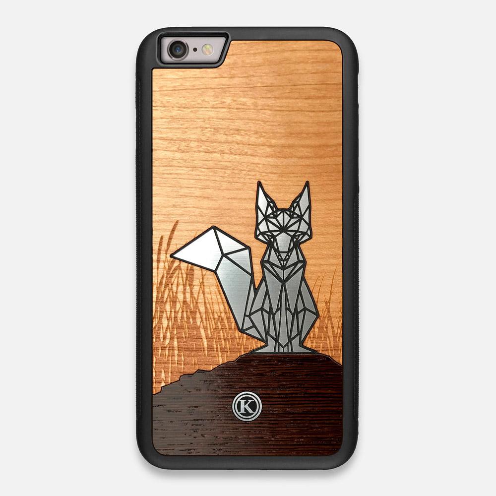 Front view of the Silver Fox & Cherry Wood iPhone 6 Plus Case by Keyway Designs