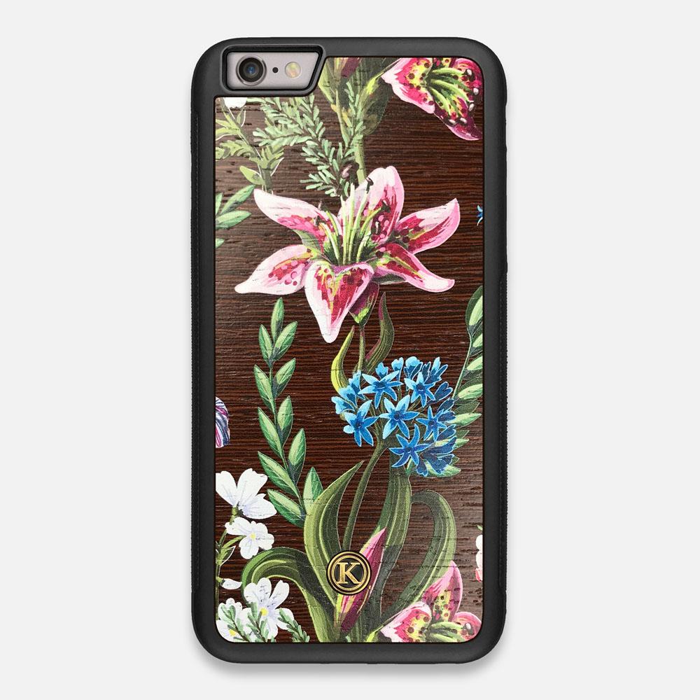 Front view of the Stargazer Lily printed Wenge Wood iPhone 6 Plus Case by Keyway Designs