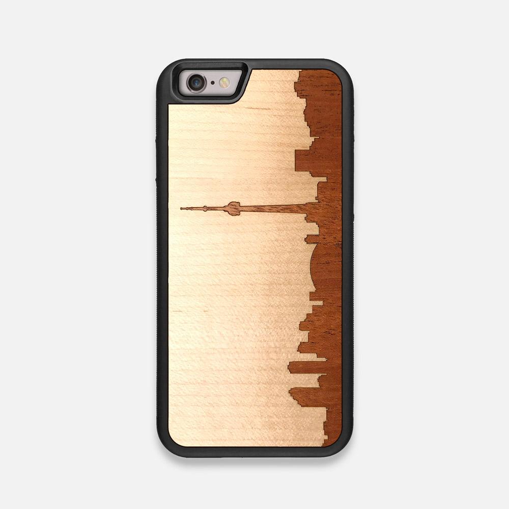 Front view of the Toronto Skyline Maple Wood iPhone 6 Case by Keyway Designs