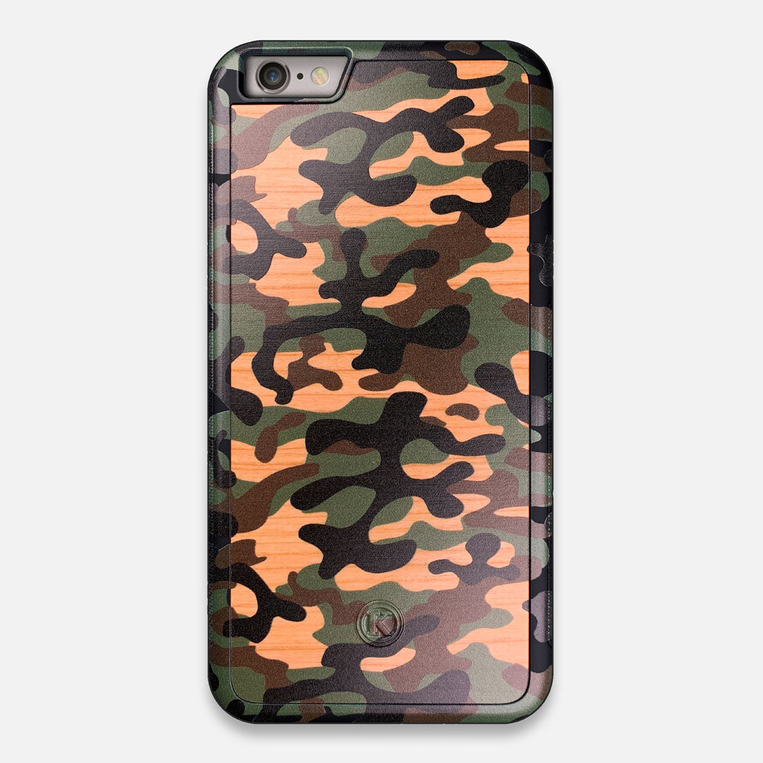 Front view of the stealth Paratrooper camo printed Wenge Wood iPhone 6 Plus Case by Keyway Designs