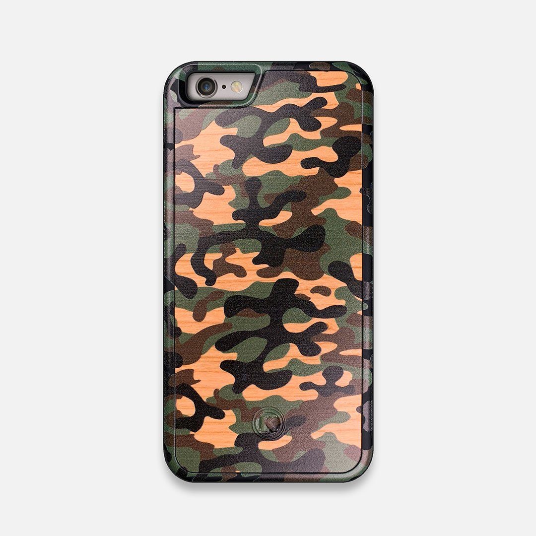Front view of the stealth Paratrooper camo printed Wenge Wood iPhone 6 Case by Keyway Designs