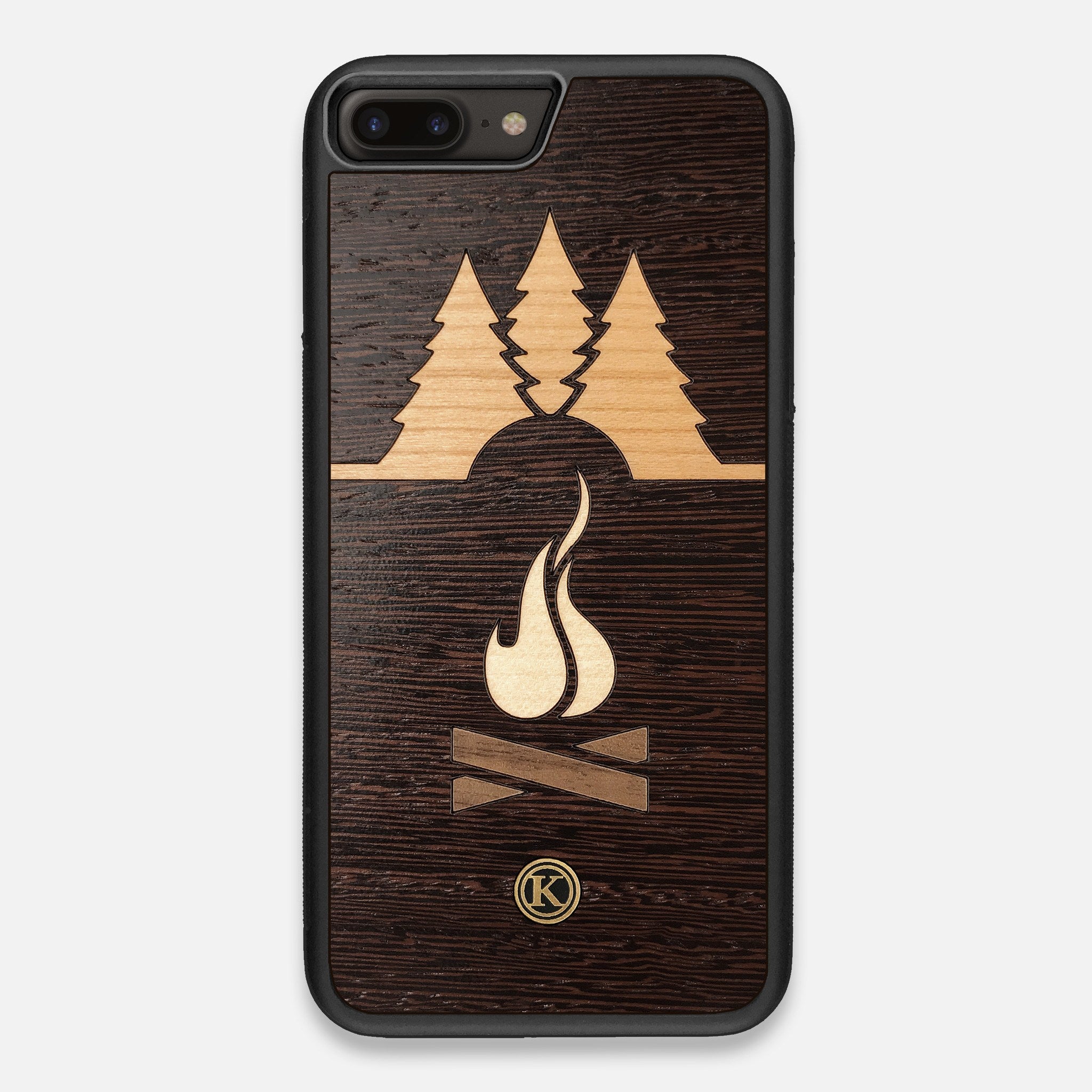 Front view of the Nomad Campsite Wood iPhone 7/8 Plus Case by Keyway Designs