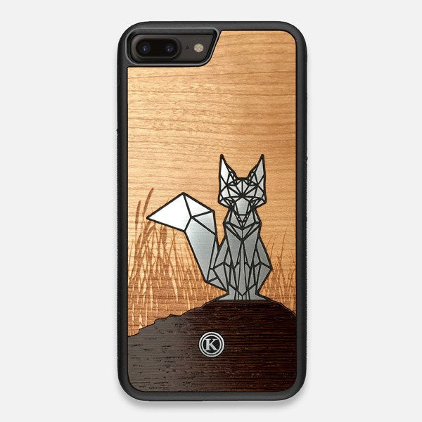Front view of the Silver Fox & Cherry Wood iPhone 7/8 Plus Case by Keyway Designs