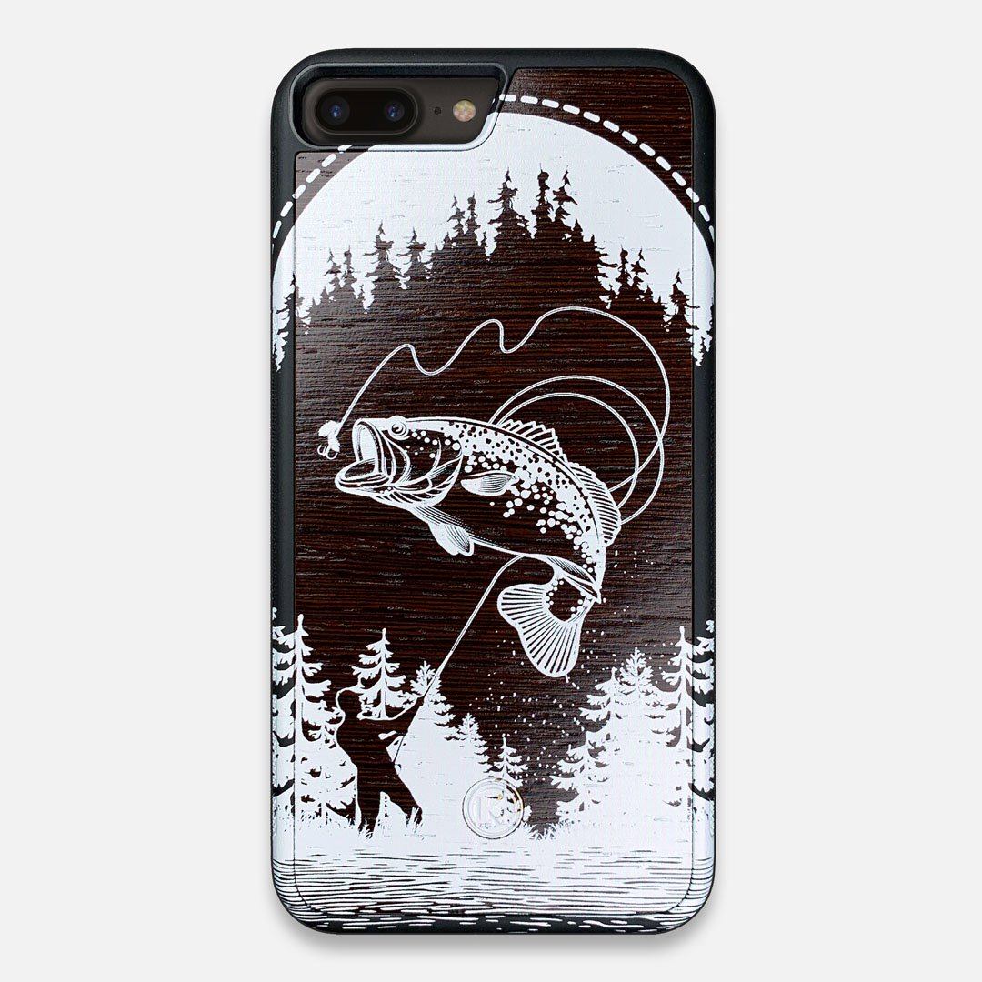 Front view of the high-contrast spotted bass printed Wenge Wood iPhone 7/8 Plus Case by Keyway Designs