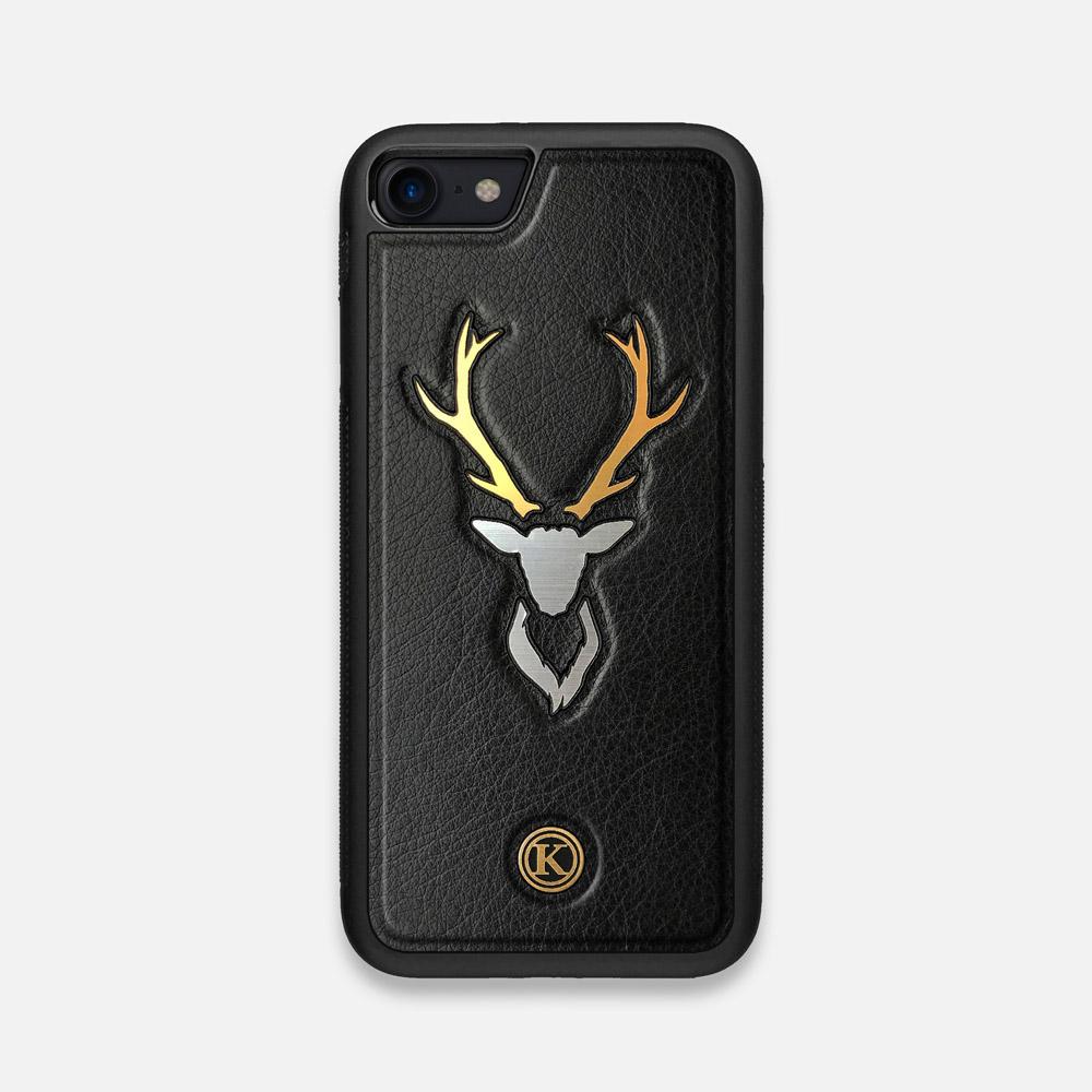 Front view of the Auric Black Leather iPhone 7/8 Case by Keyway DesignsArcan