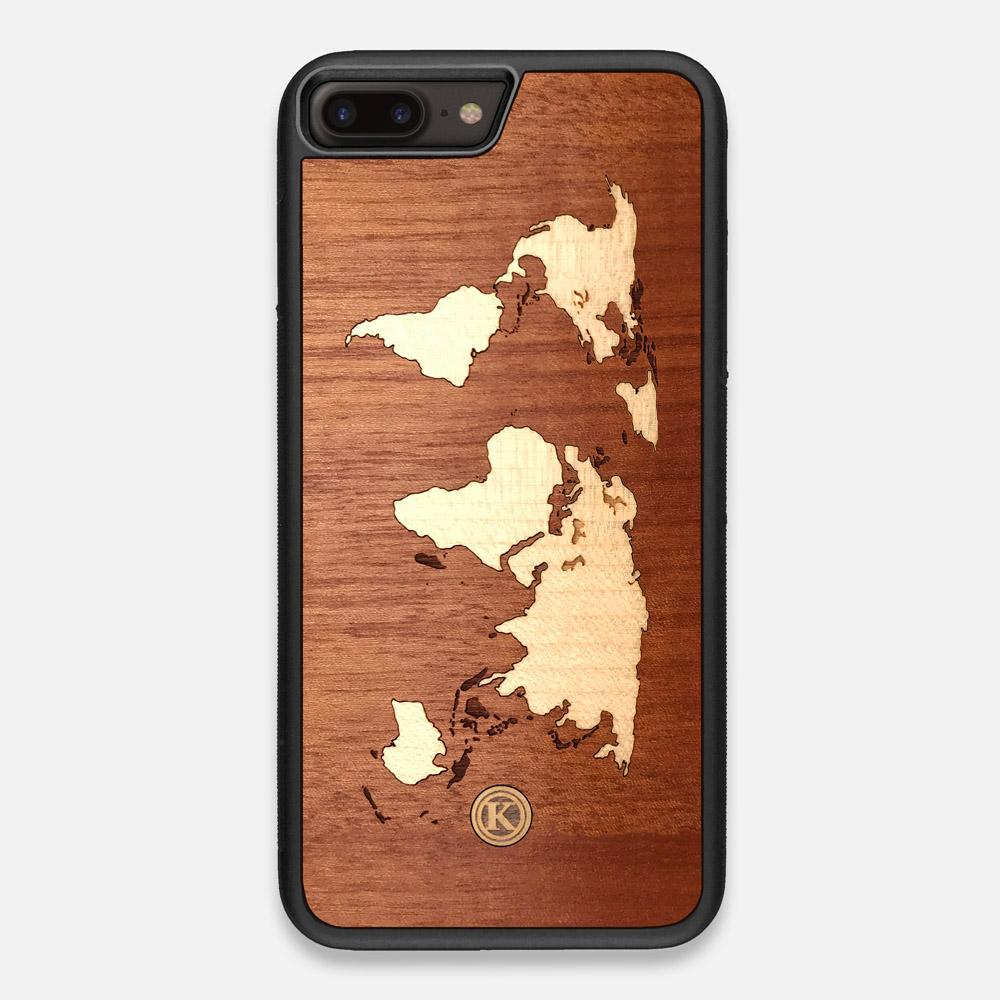 Front view of the Atlas Sapele Wood iPhone 7/8 Plus Case by Keyway Designs