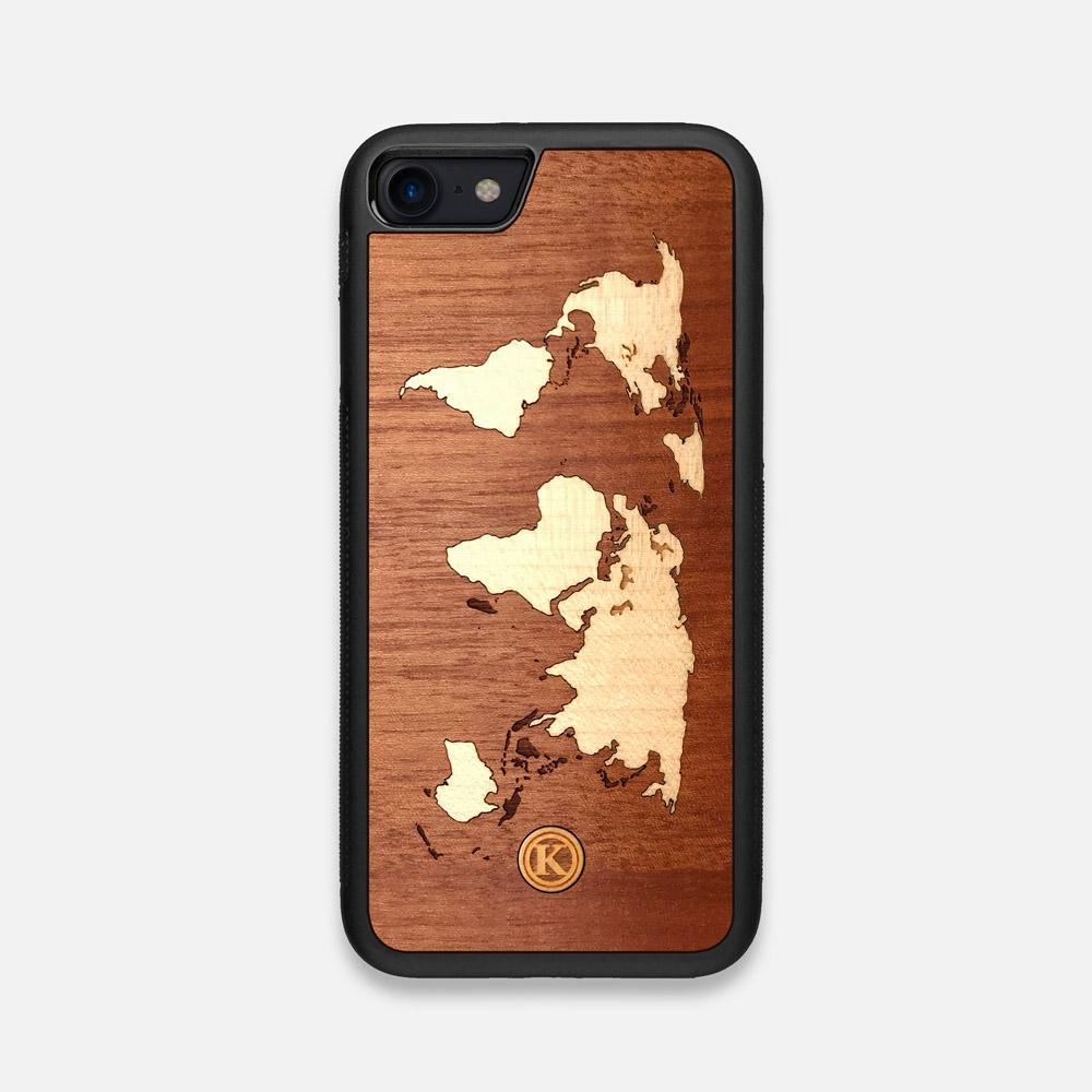 Front view of the Atlas Sapele Wood iPhone 7/8 Case by Keyway Designs