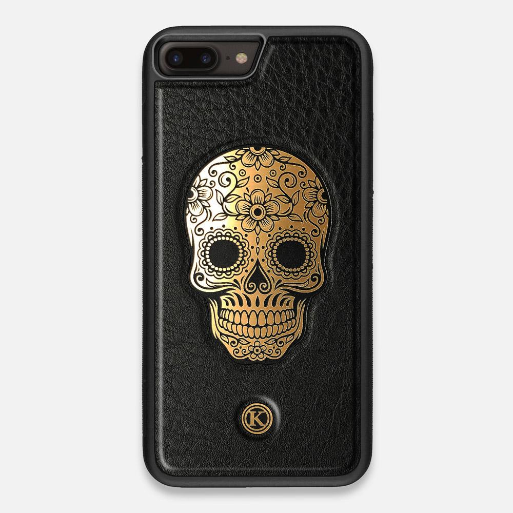 Front view of the Auric Black Leather iPhone 7/8 Plus Case by Keyway Designs