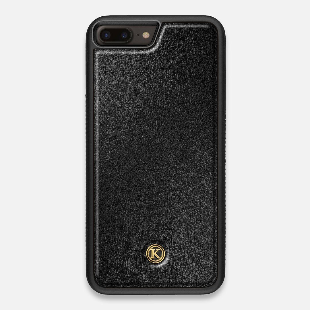 Front view of the Blank Black Leather iPhone 7/8 Plus Case by Keyway Designs