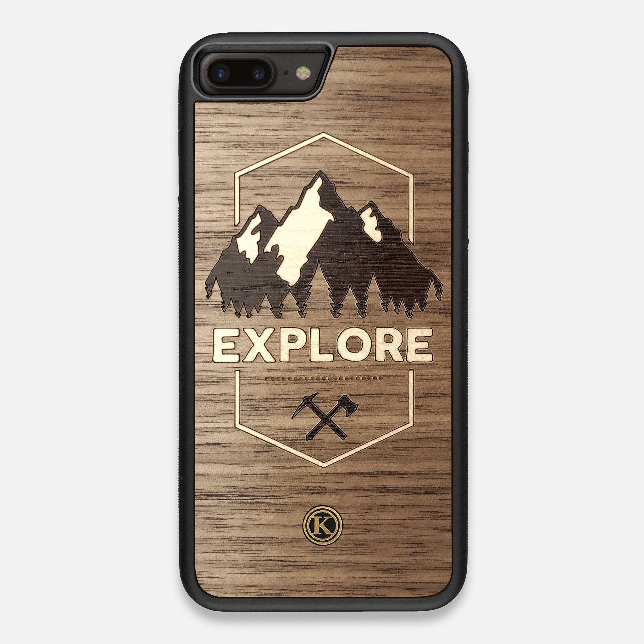 Front view of the Explore Mountain Range Wood iPhone 7/8 Plus Case by Keyway Designs