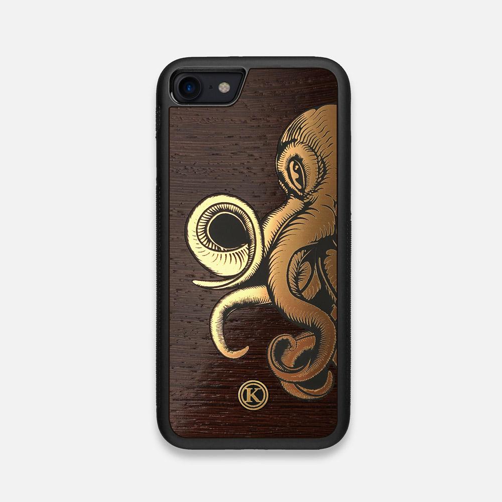 Front view of the Kraken 2.0 Wenge Wood iPhone 7/8 Case by Keyway Designs