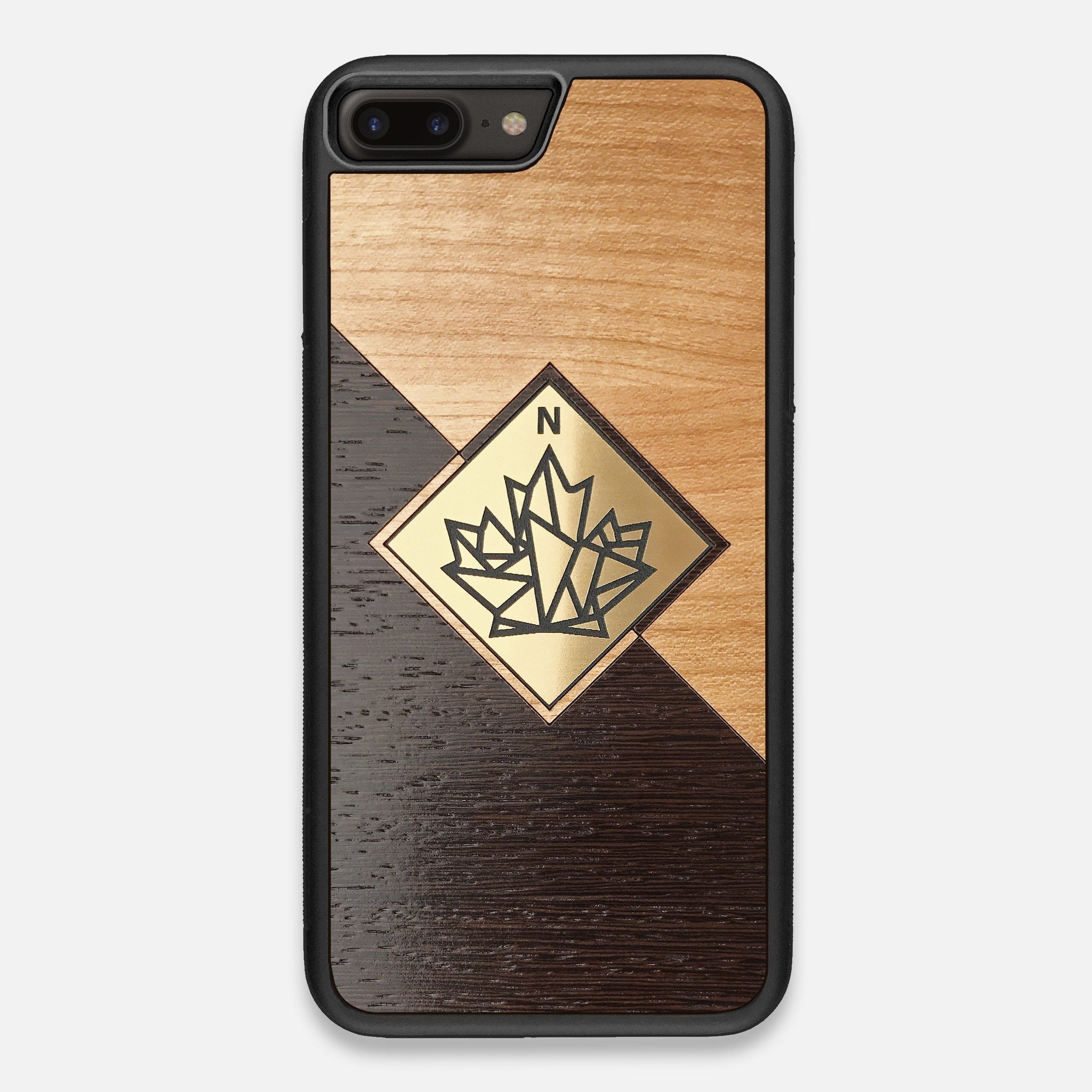 Front view of the True North by Northern Philosophy Cherry & Wenge Wood iPhone 7/8 Plus Case by Keyway Designs