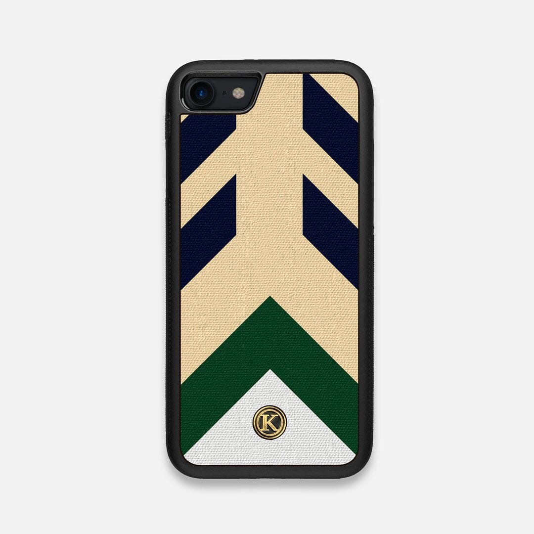 Front view of the Passage Adventure Marker in the Wayfinder series UV-Printed thick cotton canvas iPhone 7/8 Case by Keyway Designs